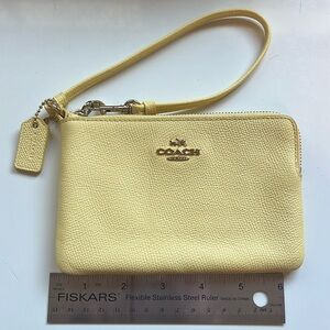 Coach Crossgrain Leather Retro Yellow Wristlet